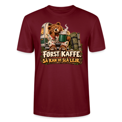 CityShirts - T-shirt - Først kaffe – Så kan vi slå lejr - CS043 - burgunder-rød
