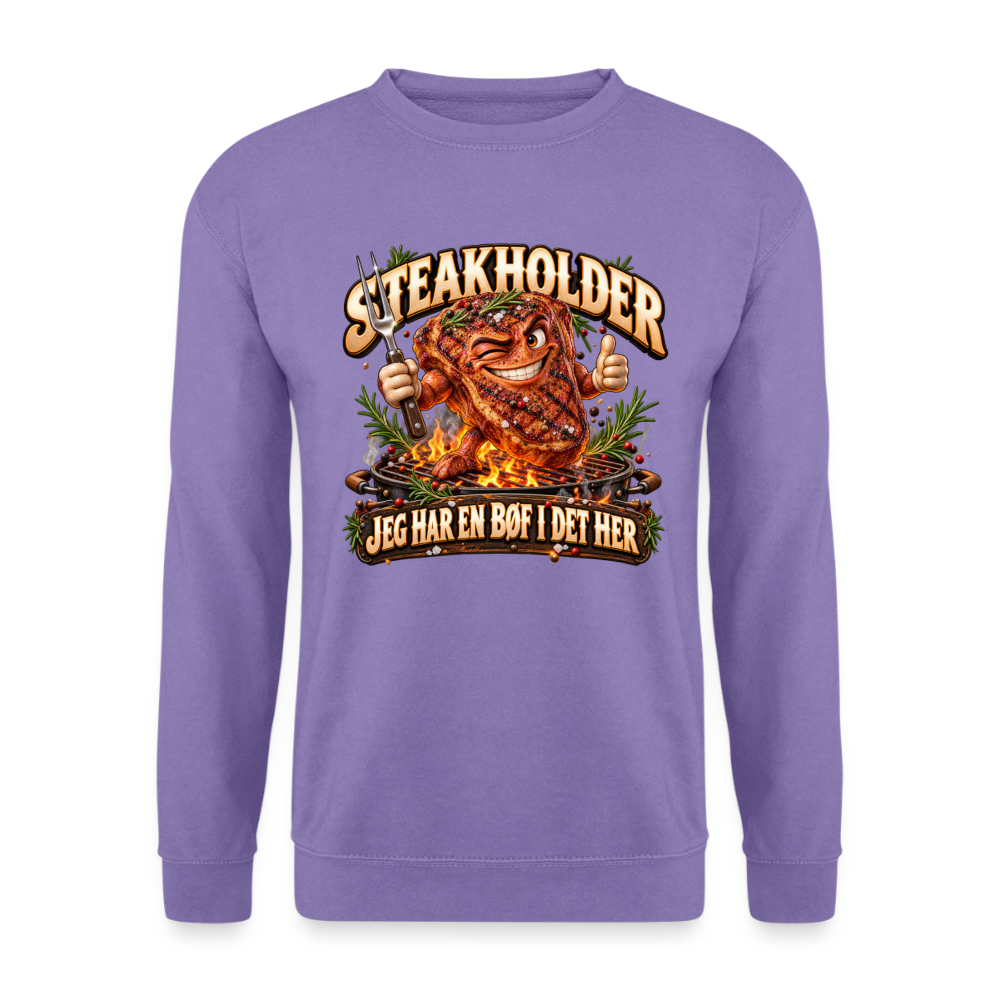 CityShirts - Sweatshirt - Steakholder – Jeg har en bøf i det her - CS052 - lavendel
