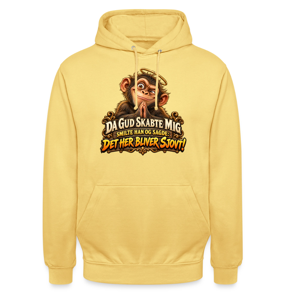 CityShirts - Hoodie - Da Gud skabte mig – Det her bliver sjovt! - CS004 - citrongul