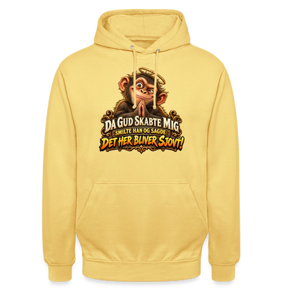 CityShirts - Hoodie - Da Gud skabte mig – Det her bliver sjovt! - CS004 - citrongul