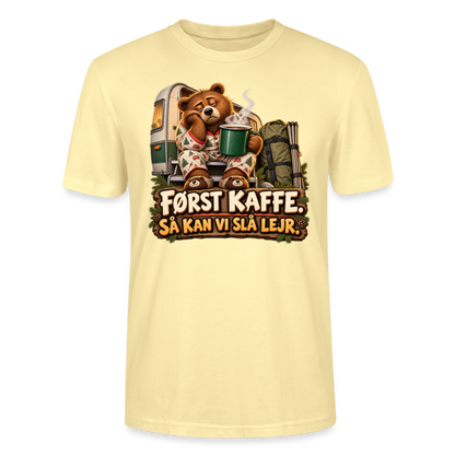 CityShirts - T-shirt - Først kaffe – Så kan vi slå lejr - CS043 - cremefarvet