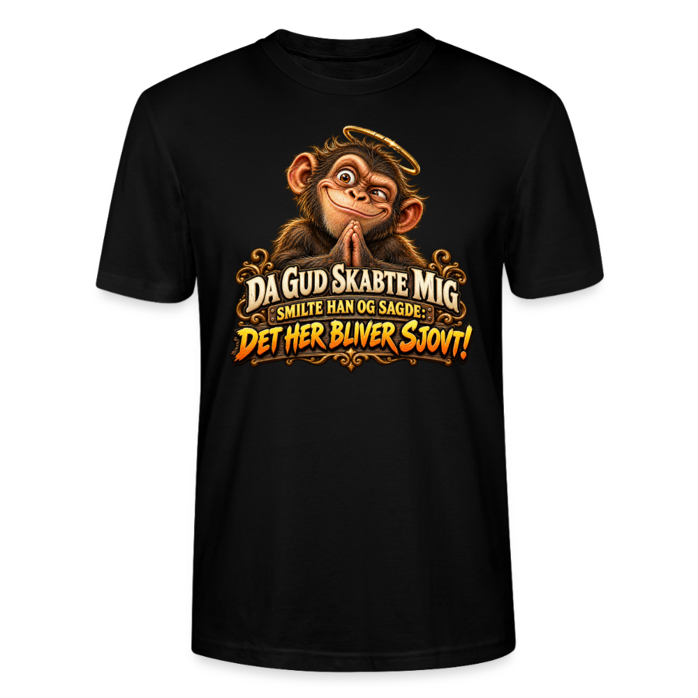 CityShirts - T-shirt - Da Gud skabte mig – Det her bliver sjovt! - CS004 - sort