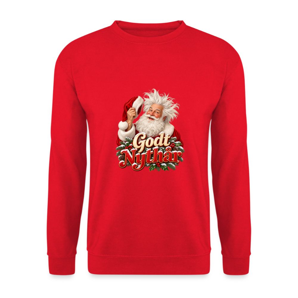 CityShirts - Sweatshirt - Godt Nythår – julemand med morgenhår - CS061 - rød