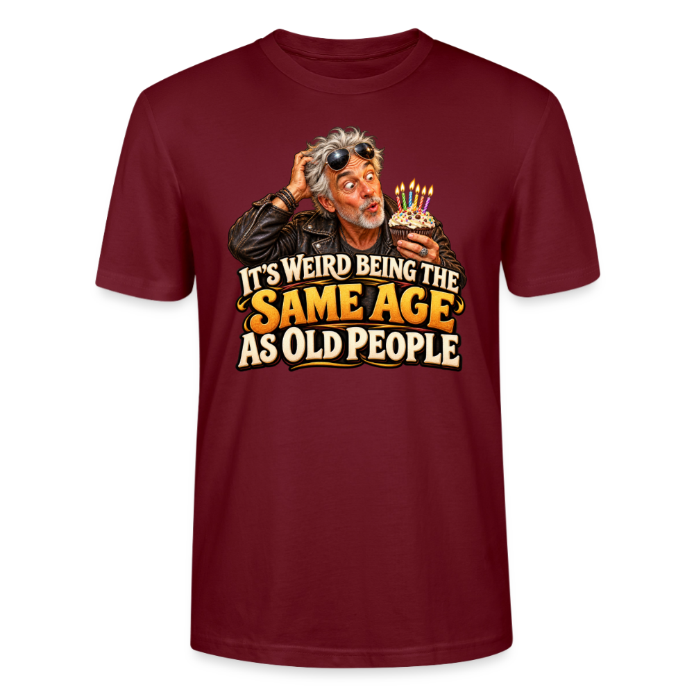 CityShirts - T-shirt - Same age as old people - CS018 - burgunder-rød