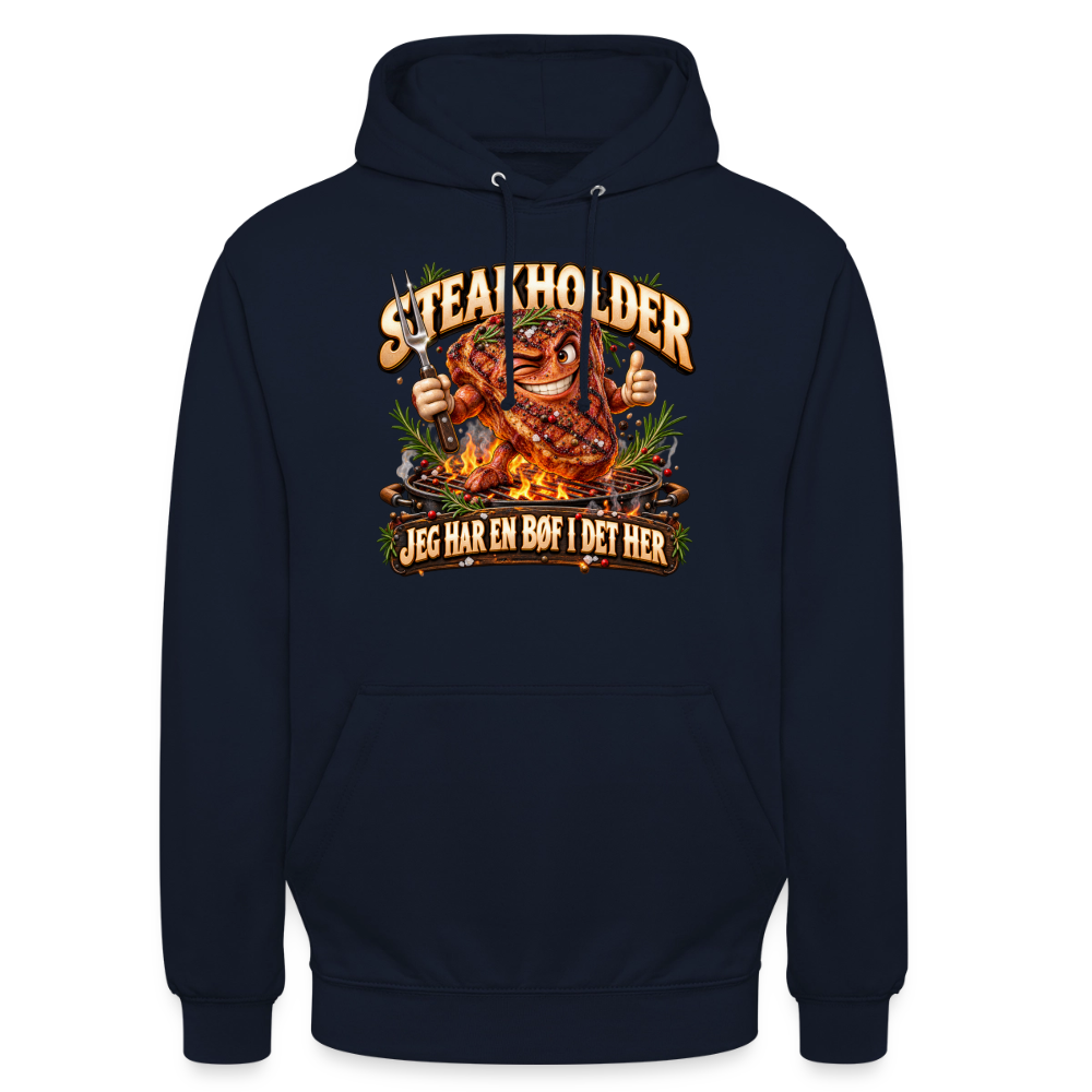 CityShirts - Hoodie - Steakholder – Jeg har en bøf i det her - CS052 - marineblå