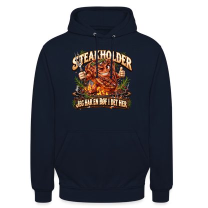 CityShirts - Hoodie - Steakholder – Jeg har en bøf i det her - CS052 - marineblå