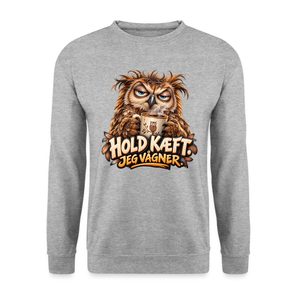 CityShirts - Sweatshirt - Hold kæft. Jeg vågner. – morgenugle - CS027 - hvidgrå meleret