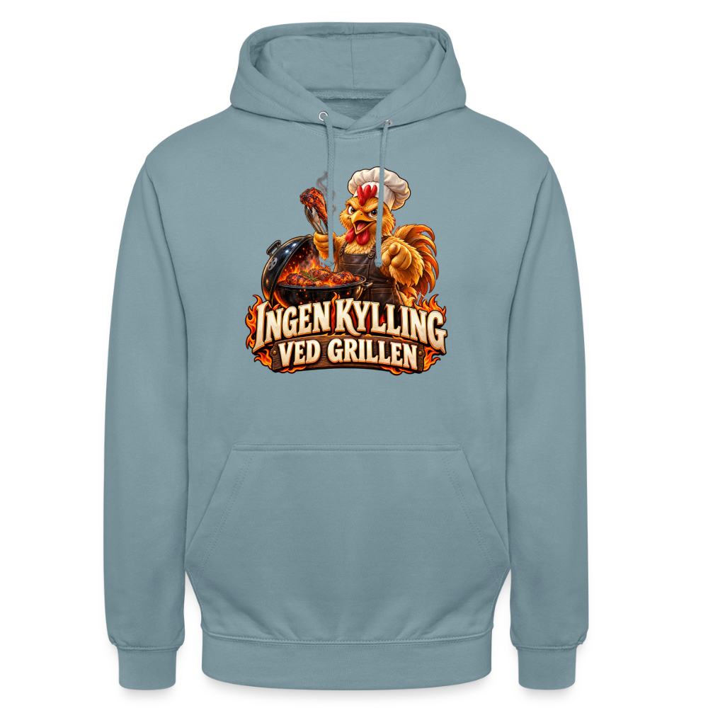CityShirts - Hoodie - Ingen kylling ved grillen - CS054 - gråblå
