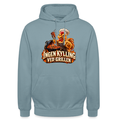 CityShirts - Hoodie - Ingen kylling ved grillen - CS054 - gråblå