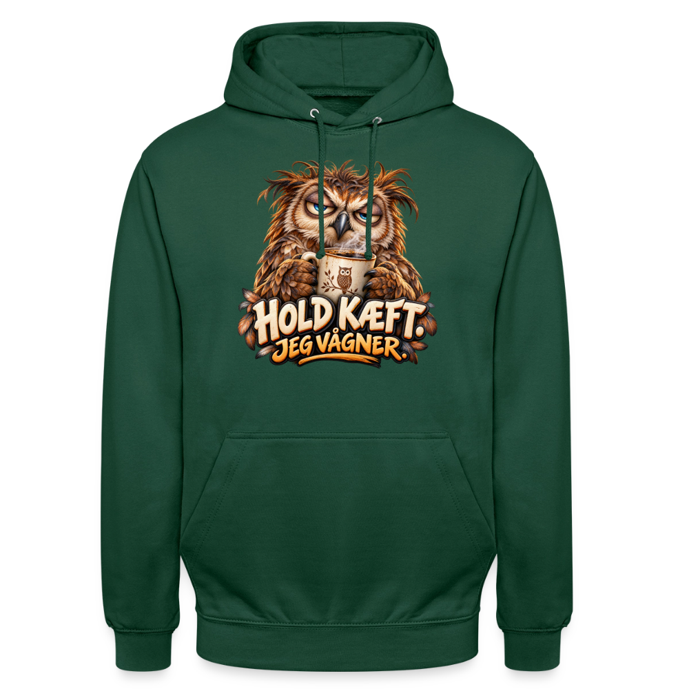 CityShirts - Hoodie - Hold kæft. Jeg vågner. – morgenugle - CS027 - flaskegrøn