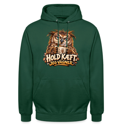 CityShirts - Hoodie - Hold kæft. Jeg vågner. – morgenugle - CS027 - flaskegrøn