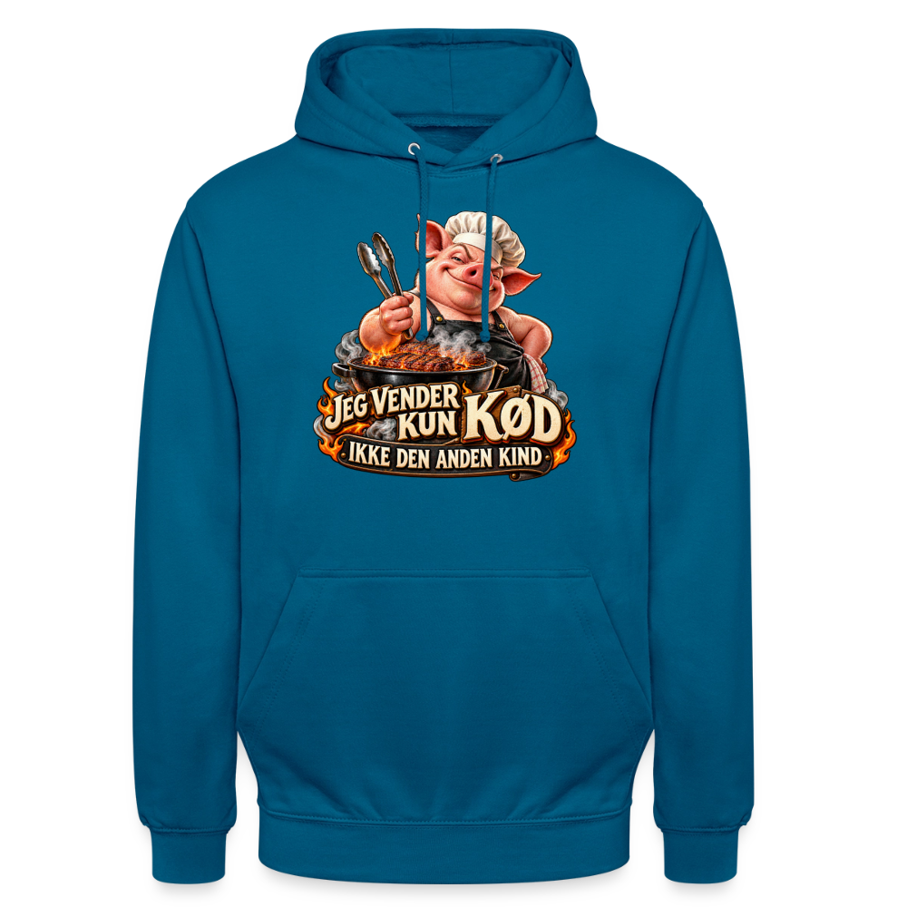 CityShirts - Hoodie - Jeg vender kun kød – Ikke den anden kind - CS044 - dybt havblå 