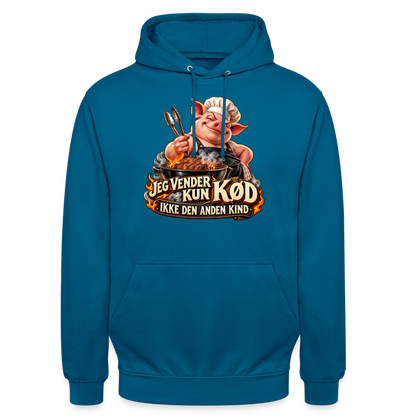 CityShirts - Hoodie - Jeg vender kun kød – Ikke den anden kind - CS044 - dybt havblå 