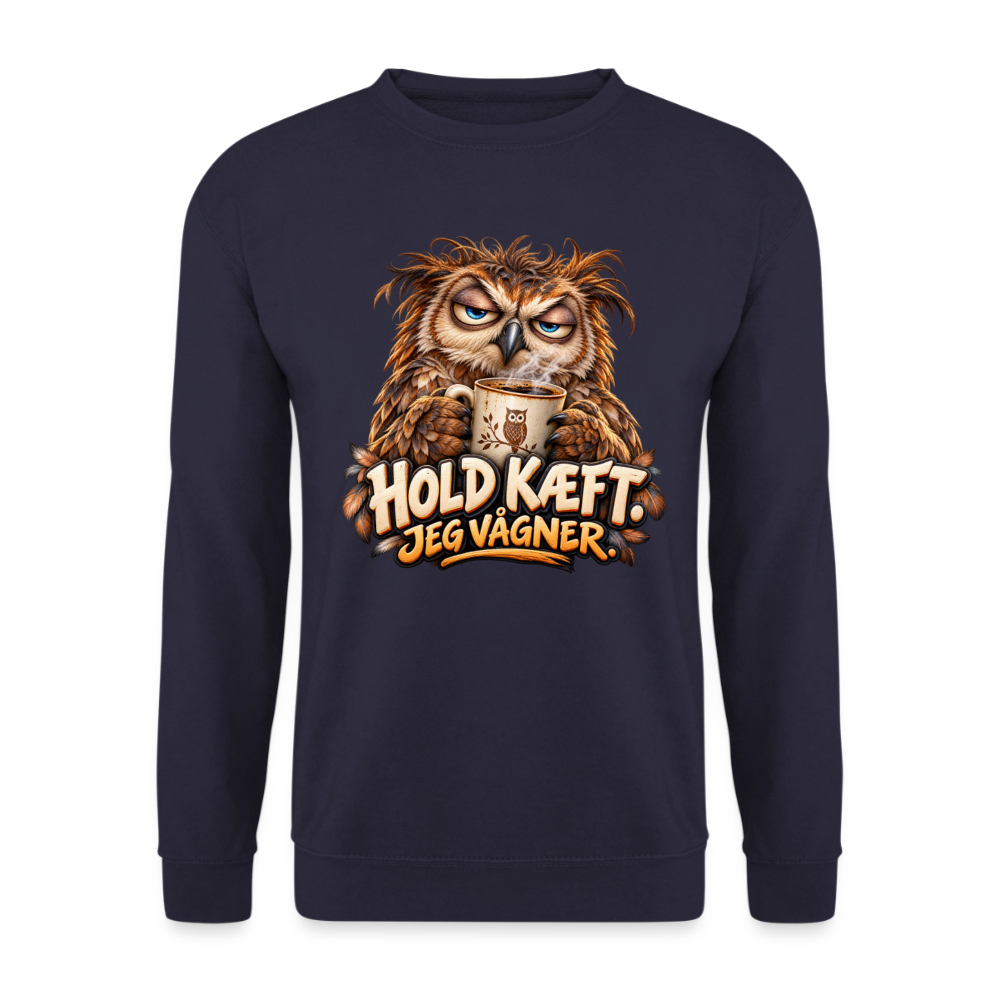 CityShirts - Sweatshirt - Hold kæft. Jeg vågner. – morgenugle - CS027 - marineblå