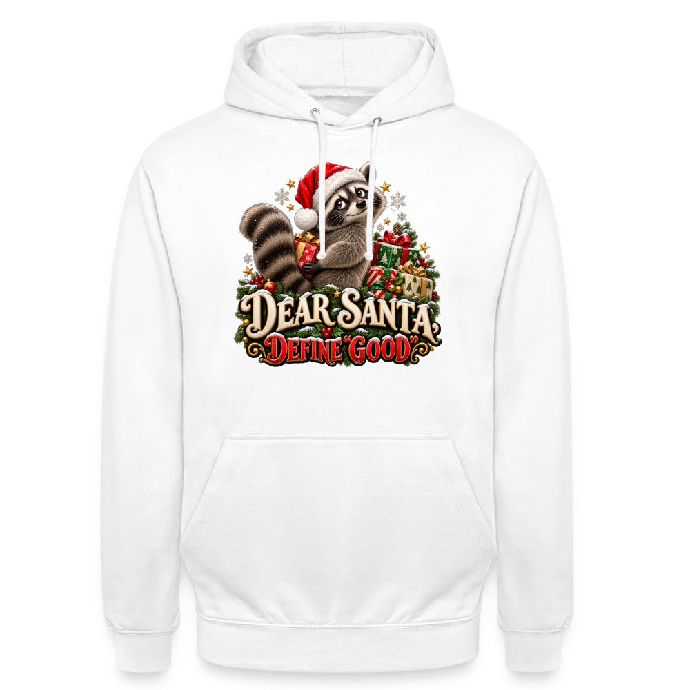 CityShirts - Hoodie - Dear Santa, define good – julevaskebjørn - CS028 - hvid