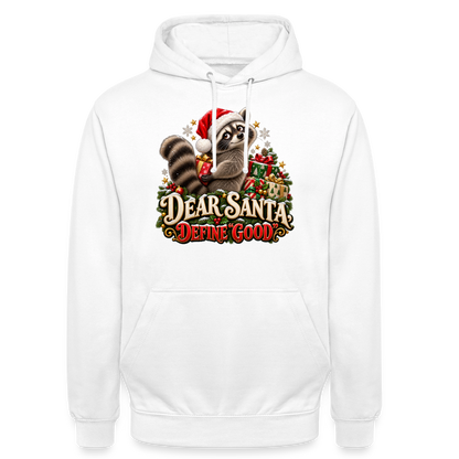 CityShirts - Hoodie - Dear Santa, define good – julevaskebjørn - CS028 - hvid