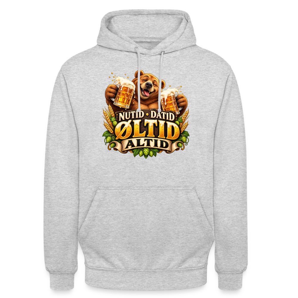 CityShirts - Hoodie - Nutid, datid, øltid – altid - CS006 - lysegrå meleret