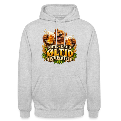 CityShirts - Hoodie - Nutid, datid, øltid – altid - CS006 - lysegrå meleret