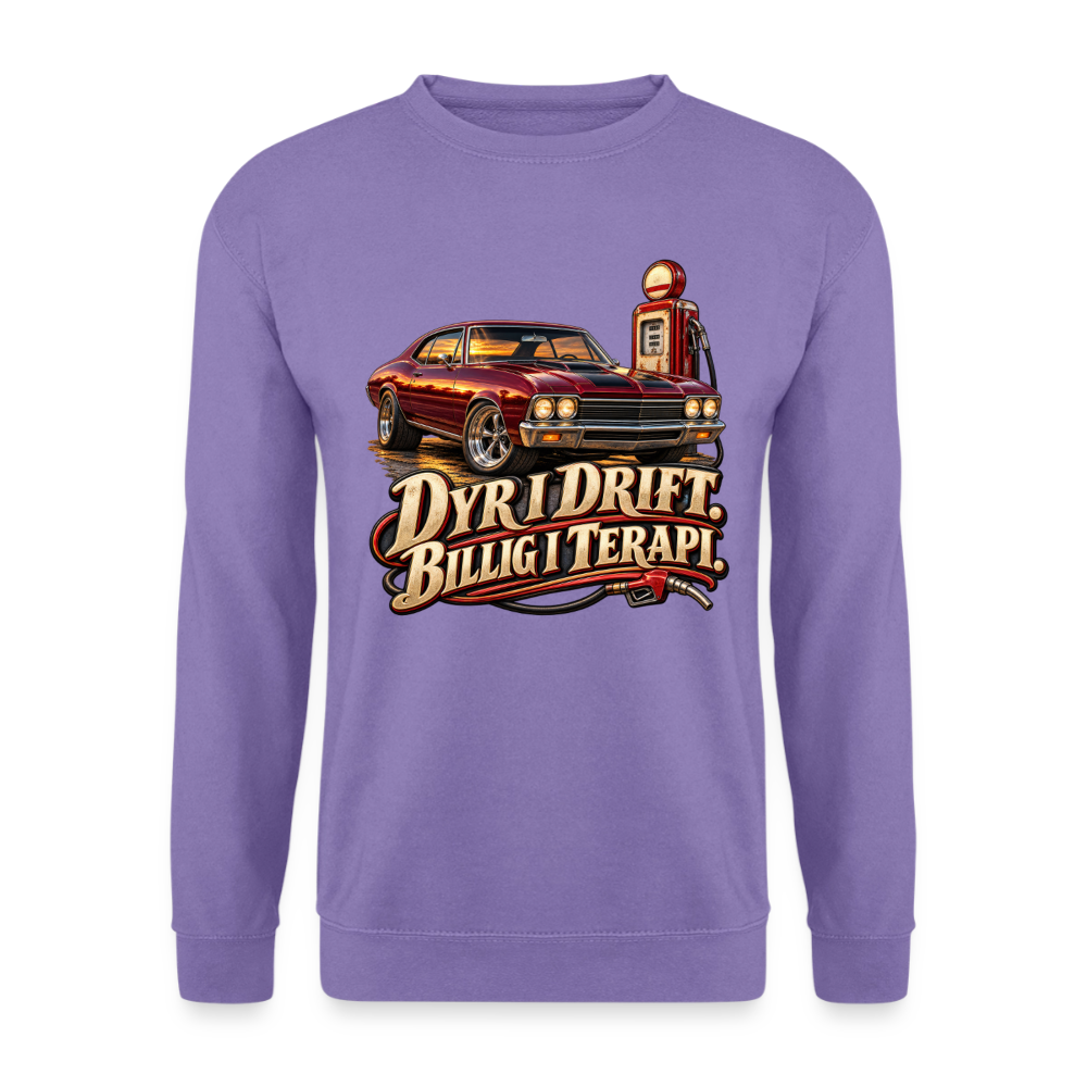 CityShirts - Sweatshirt - Dyr i drift. Billig i terapi. – V8 - CS029 - lavendel