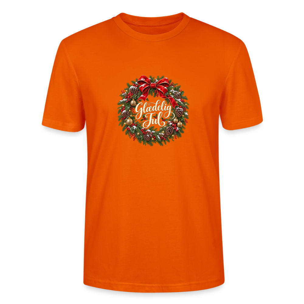 CityShirts - T-shirt - Glædelig Jul – julekrans - CS059 - mørk orange