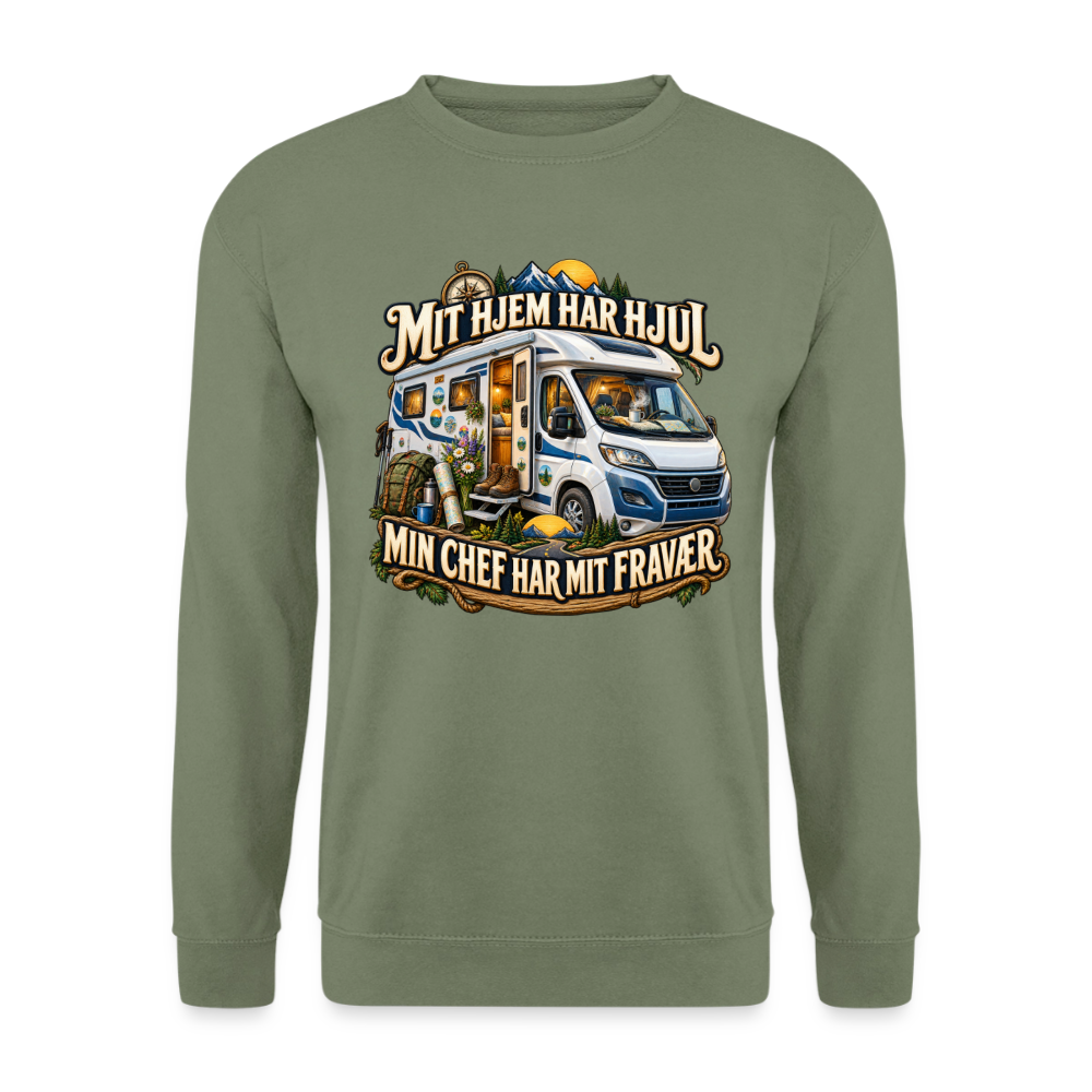 CityShirts - Sweatshirt - Mit hjem har hjul – Min chef har mit fravær - CS040 - militærgrøn