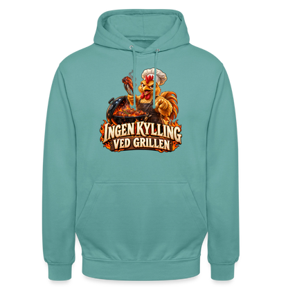 CityShirts - Hoodie - Ingen kylling ved grillen - CS054 - pastelturkis
