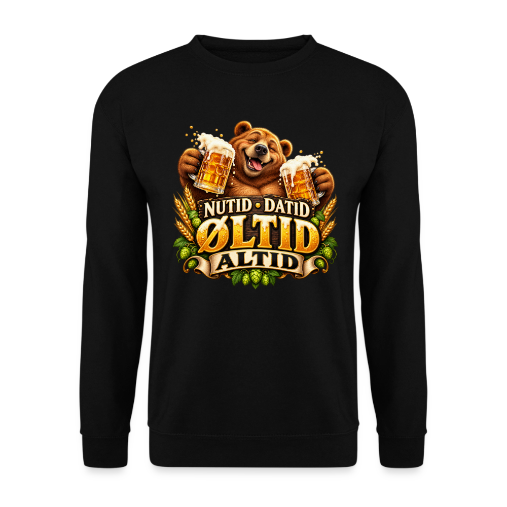 CityShirts - Sweatshirt - Nutid, datid, øltid – altid - CS006 - sort