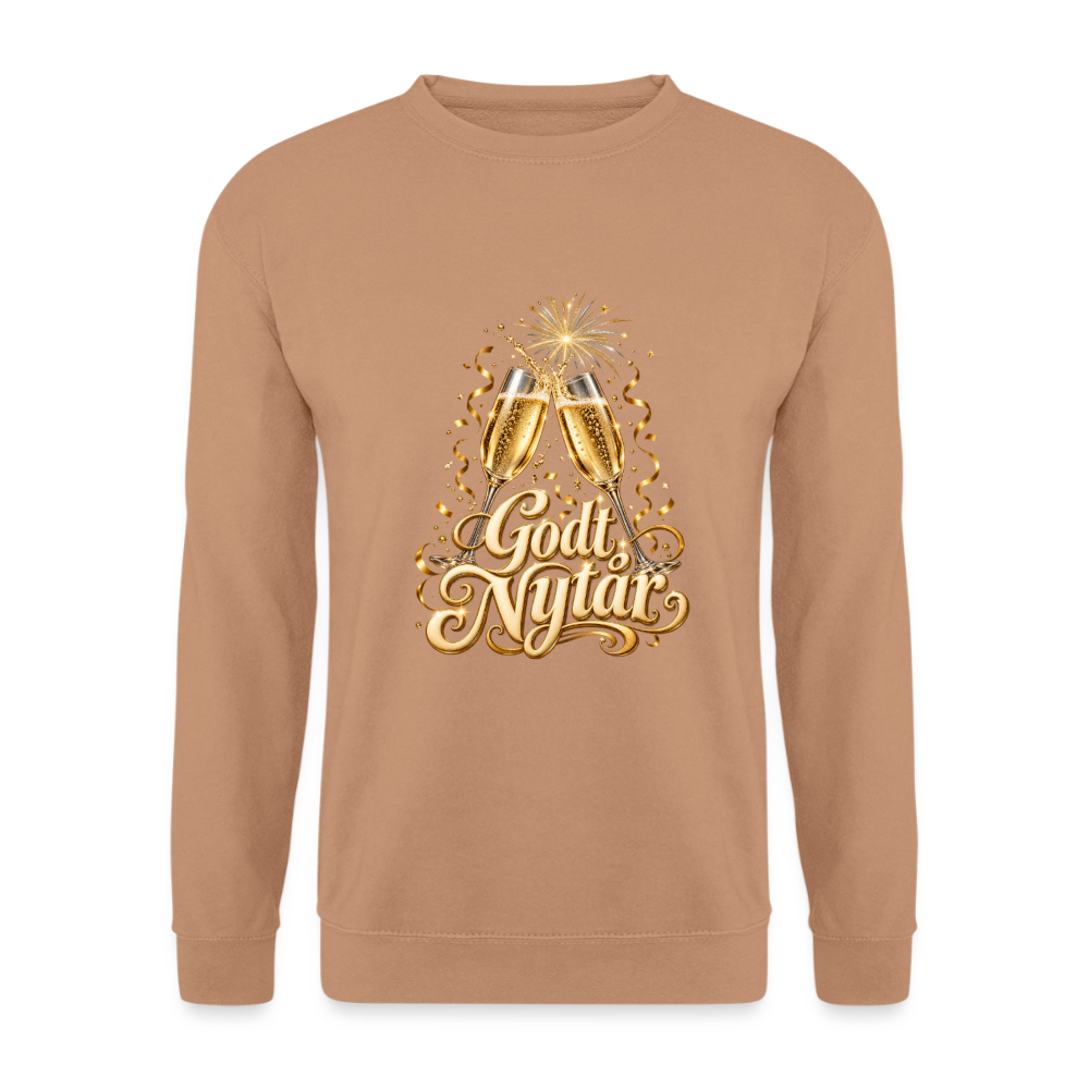 CityShirts - Sweatshirt - Godt Nytår – champagne og fyrværkeri - CS066 - mokka