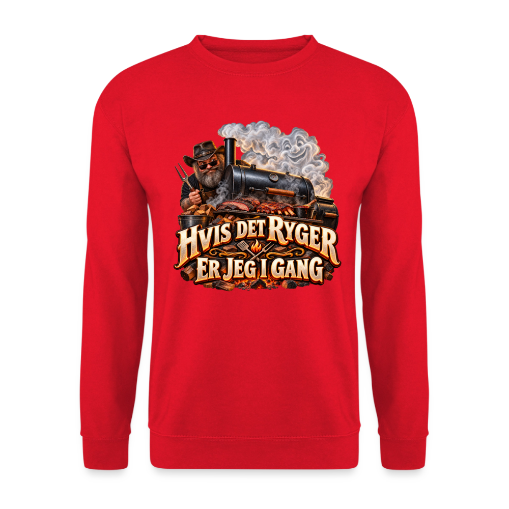 CityShirts - Sweatshirt - Hvis det ryger, er jeg i gang - CS051 - rød