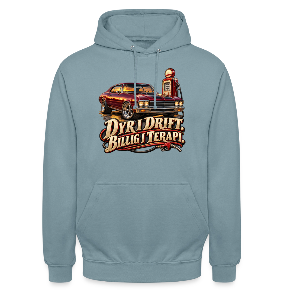 CityShirts - Hoodie - Dyr i drift. Billig i terapi. – V8 - CS029 - gråblå