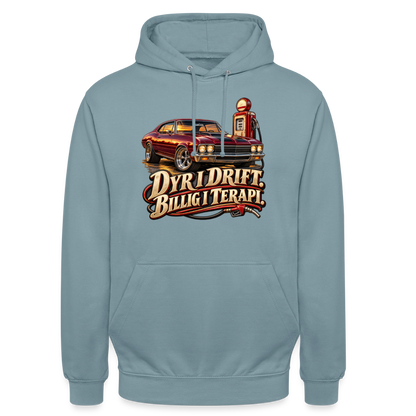 CityShirts - Hoodie - Dyr i drift. Billig i terapi. – V8 - CS029 - gråblå