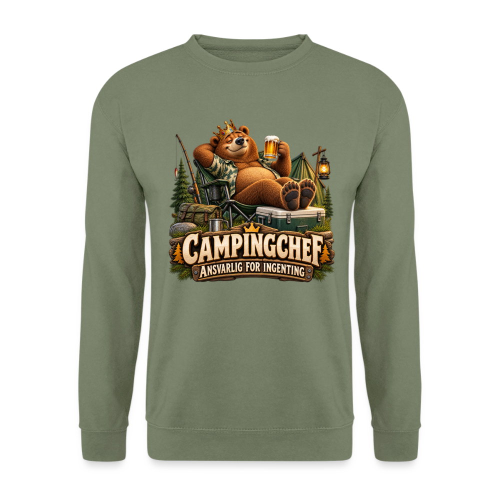 CityShirts - Sweatshirt - Campingchef – Ansvarlig for ingenting - CS038 - militærgrøn