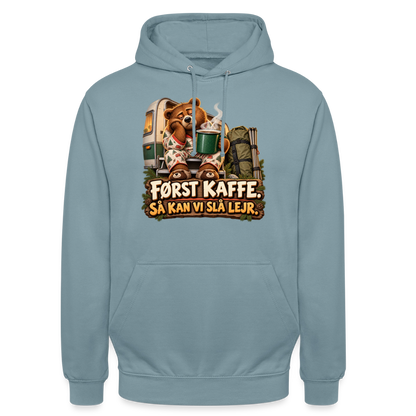 CityShirts - Hoodie - Først kaffe – Så kan vi slå lejr - CS043 - gråblå