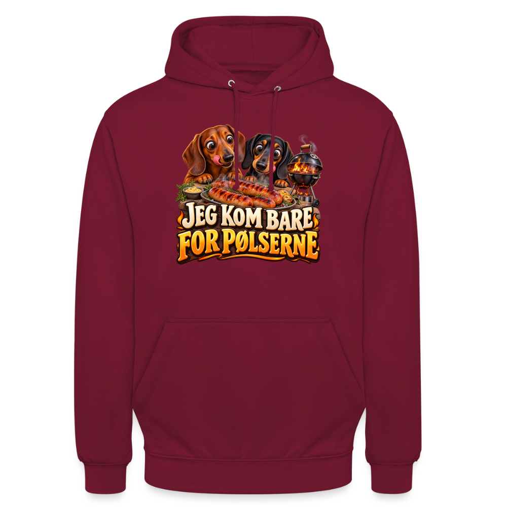 CityShirts - Hoodie - Jeg kom bare for pølserne - CS048 - bordeaux