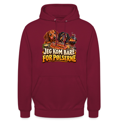 CityShirts - Hoodie - Jeg kom bare for pølserne - CS048 - bordeaux