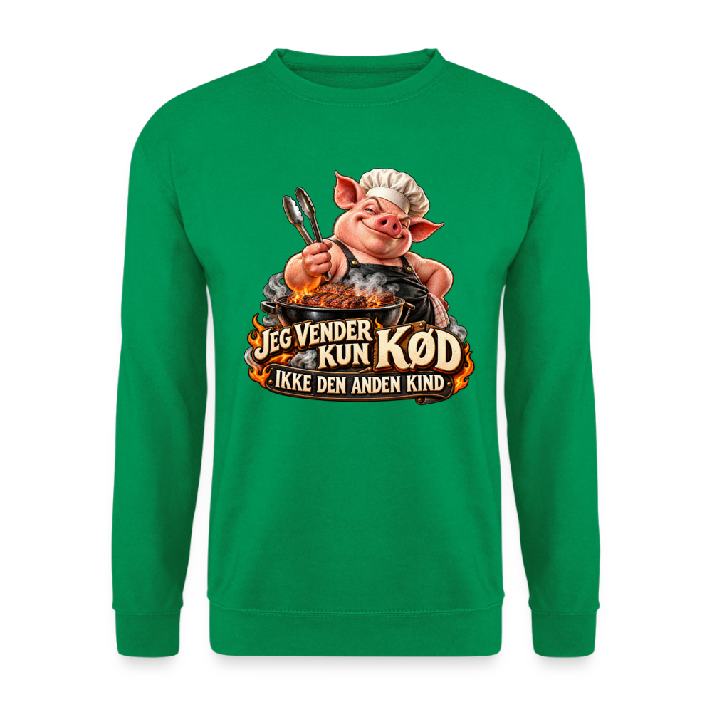 CityShirts - Sweatshirt - Jeg vender kun kød – Ikke den anden kind - CS044 - kelly grøn