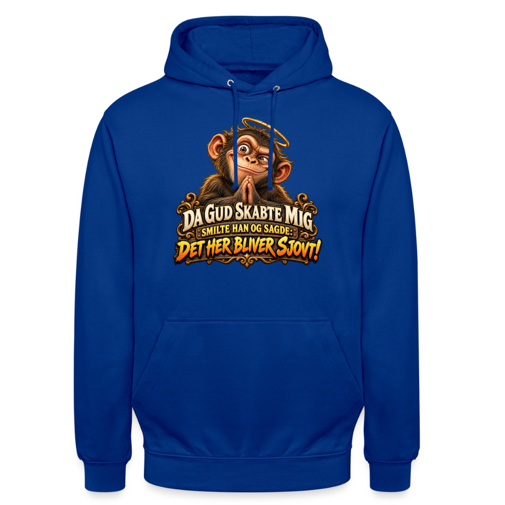 CityShirts - Hoodie - Da Gud skabte mig – Det her bliver sjovt! - CS004 - kongeblå