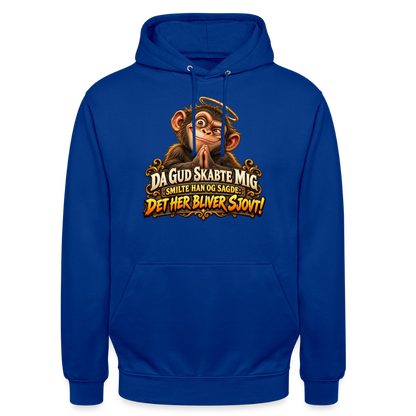 CityShirts - Hoodie - Da Gud skabte mig – Det her bliver sjovt! - CS004 - kongeblå