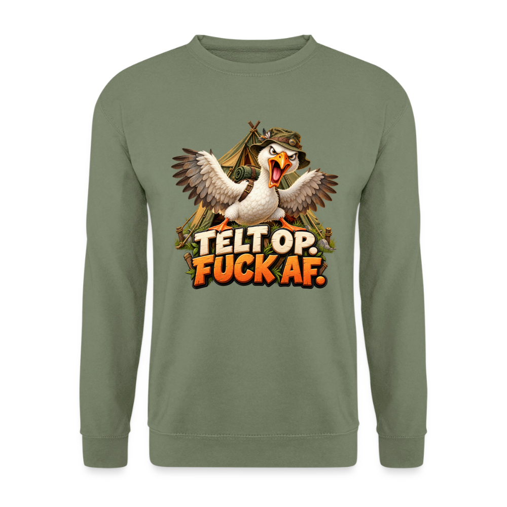 CityShirts - Sweatshirt - Telt op. Fuck af. - CS037 - militærgrøn