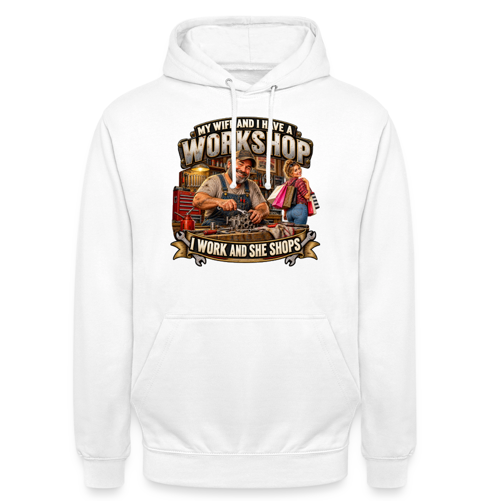 CityShirts - Hoodie - Workshop – I work and she shops - CS021 - hvid