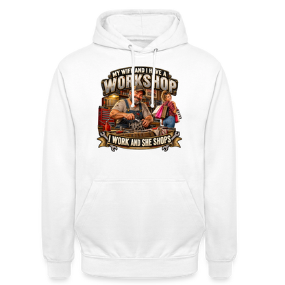 CityShirts - Hoodie - Workshop – I work and she shops - CS021 - hvid