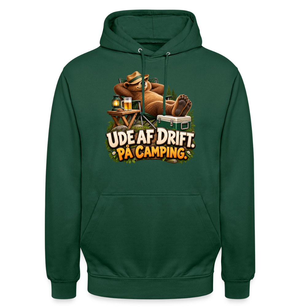 CityShirts - Hoodie - Ude af drift. På camping. - CS035 - flaskegrøn