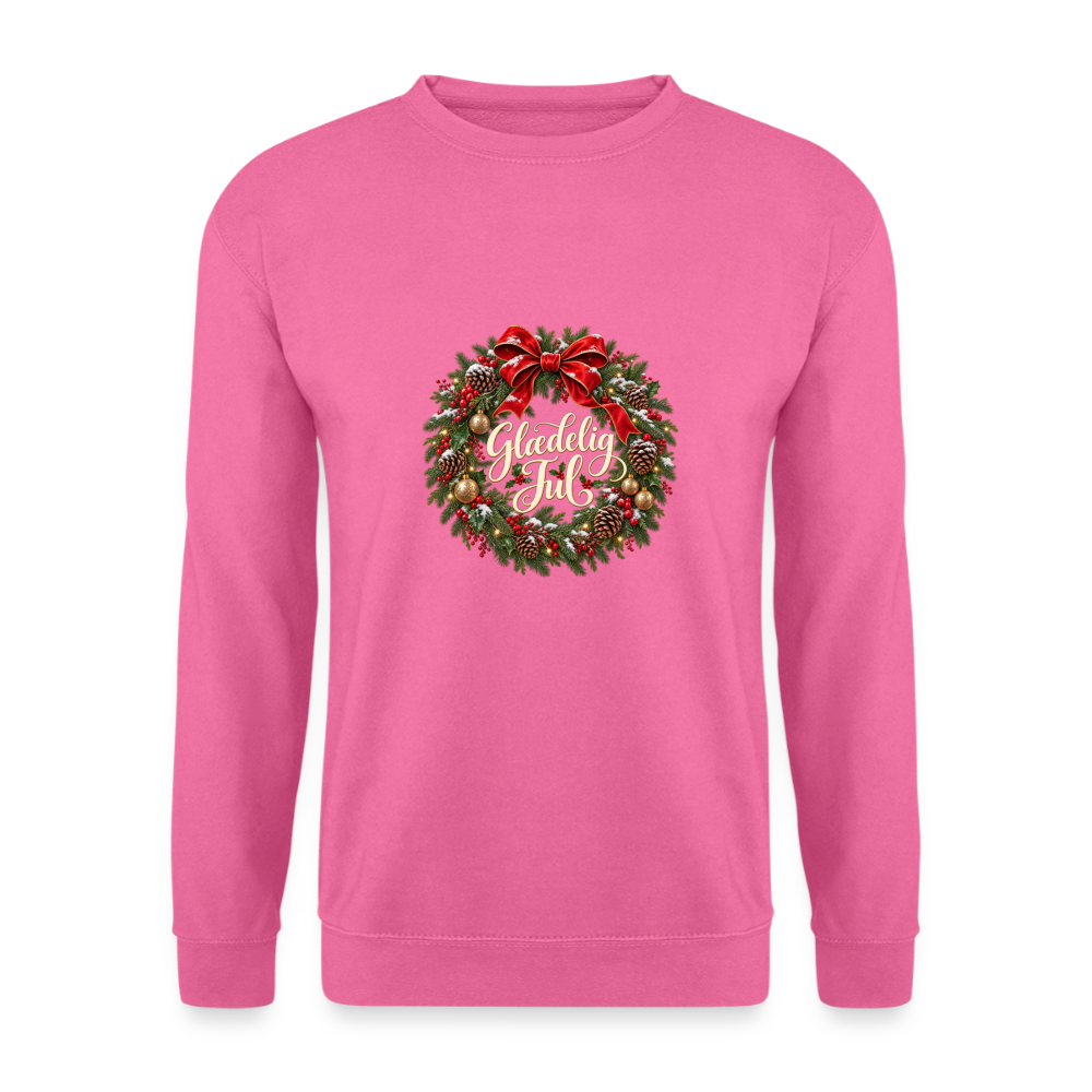 CityShirts - Sweatshirt - Glædelig Jul – julekrans - CS059 - pink