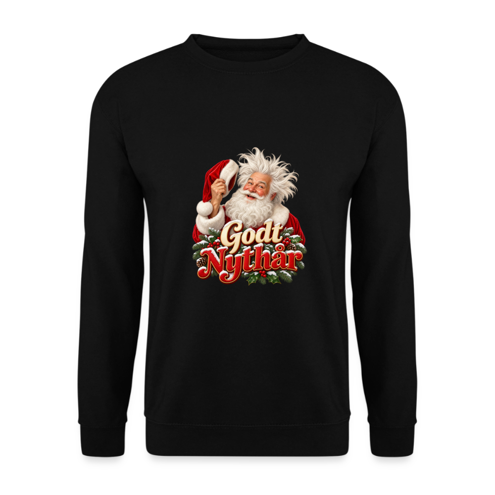 CityShirts - Sweatshirt - Godt Nythår – julemand med morgenhår - CS061 - sort