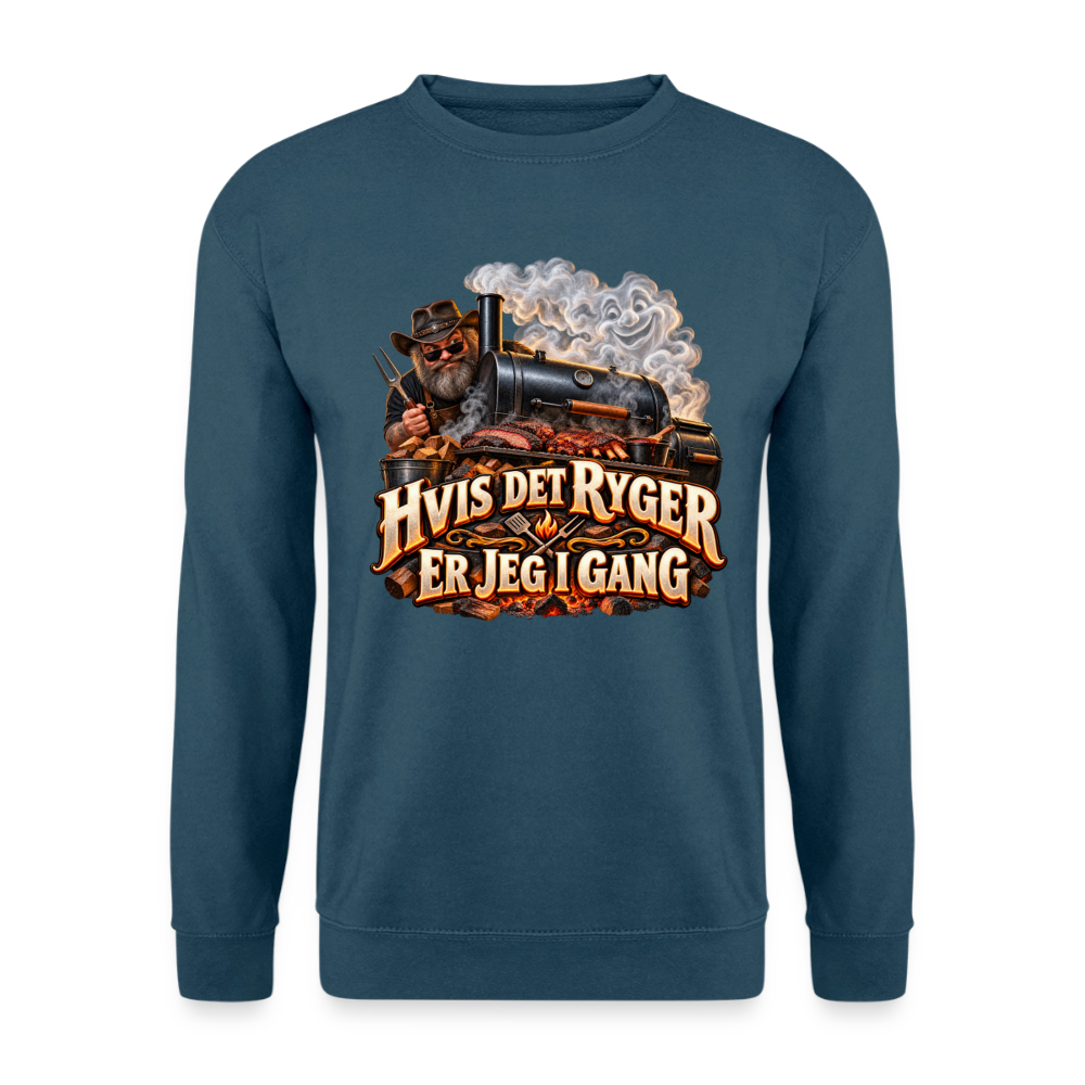CityShirts - Sweatshirt - Hvis det ryger, er jeg i gang - CS051 - indigoblå