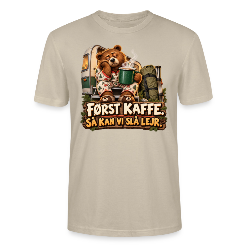 CityShirts - T-shirt - Først kaffe – Så kan vi slå lejr - CS043 - beige