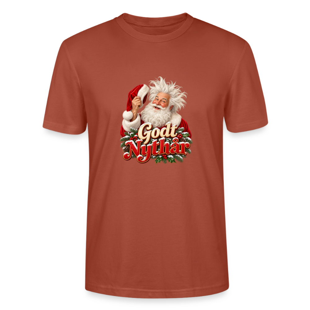 CityShirts - T-shirt - Godt Nythår – julemand med morgenhår - CS061 - terrakotta
