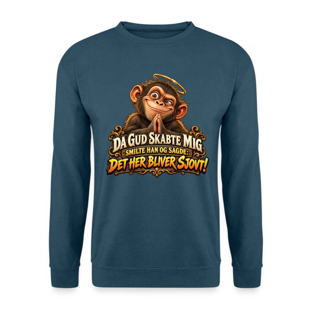 CityShirts - Sweatshirt - Da Gud skabte mig – Det her bliver sjovt! - CS004 - indigoblå