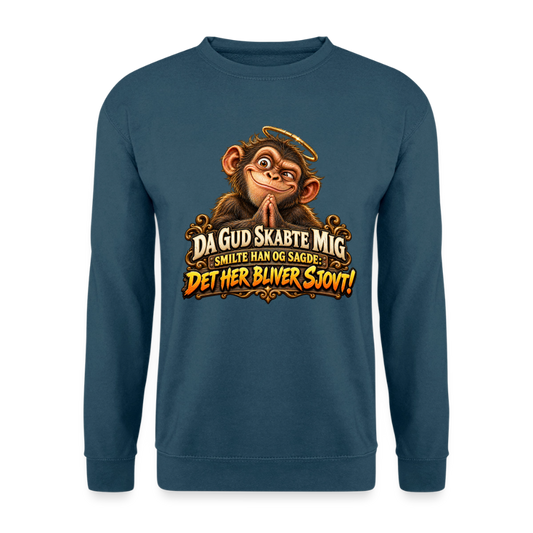 CityShirts - Sweatshirt - Da Gud skabte mig – Det her bliver sjovt! - CS004 - indigoblå