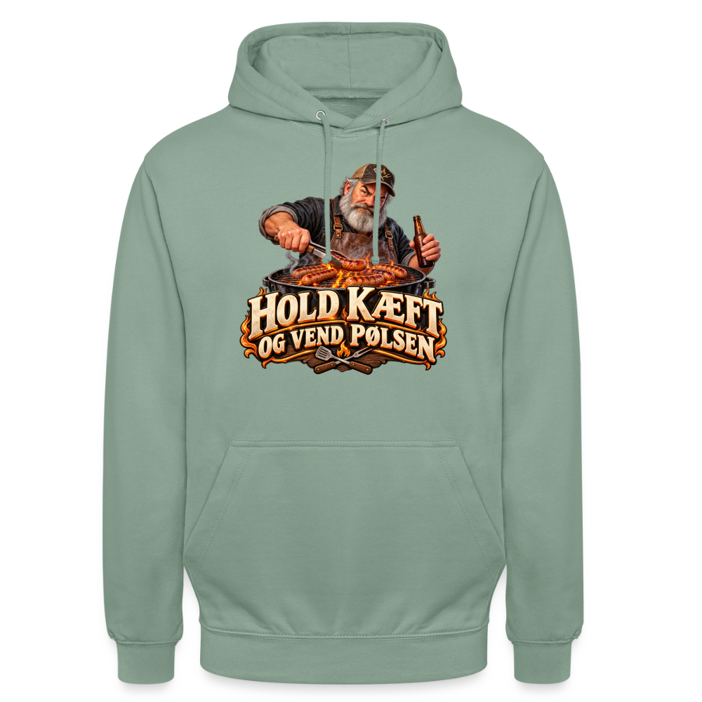 CityShirts - Hoodie - Hold kæft og vend pølsen - CS045 - grågrøn